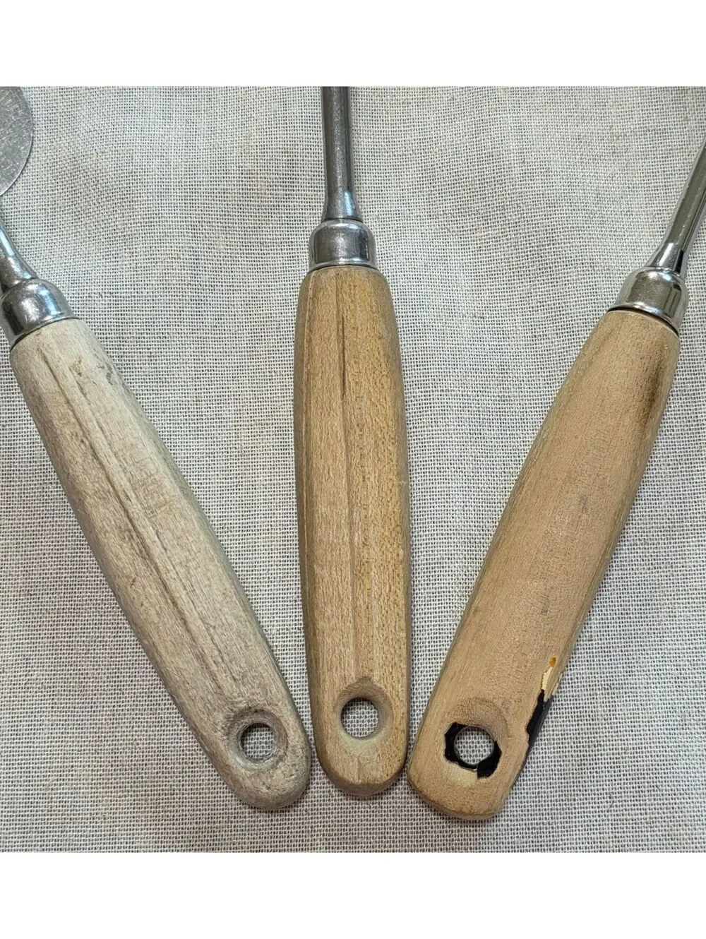 Vintage EKCO Eterna A&J Flipper Lifter 3 Pc Utensil Set Wood Handle Spatula USA